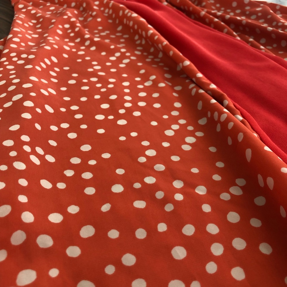 Esley - Red/Orange Polka Dot Midi - Size S - Picture 3 of 6
